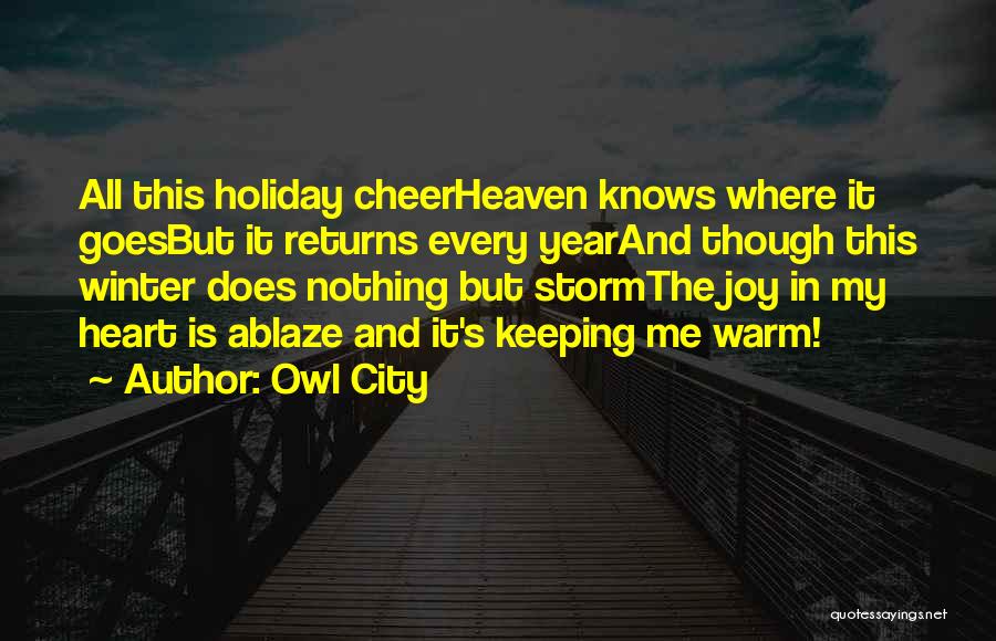 Owl City Quotes: All This Holiday Cheerheaven Knows Where It Goesbut It Returns Every Yearand Though This Winter Does Nothing But Stormthe Joy
