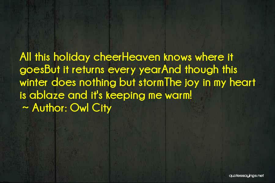 Owl City Quotes: All This Holiday Cheerheaven Knows Where It Goesbut It Returns Every Yearand Though This Winter Does Nothing But Stormthe Joy