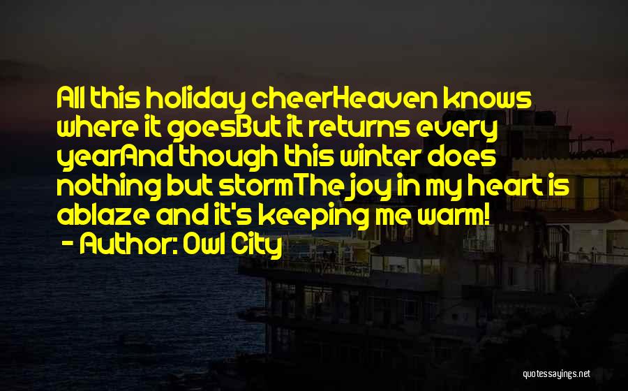 Owl City Quotes: All This Holiday Cheerheaven Knows Where It Goesbut It Returns Every Yearand Though This Winter Does Nothing But Stormthe Joy