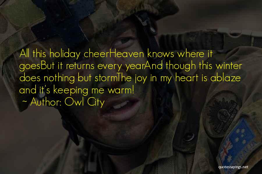 Owl City Quotes: All This Holiday Cheerheaven Knows Where It Goesbut It Returns Every Yearand Though This Winter Does Nothing But Stormthe Joy