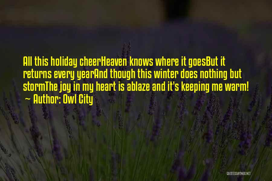 Owl City Quotes: All This Holiday Cheerheaven Knows Where It Goesbut It Returns Every Yearand Though This Winter Does Nothing But Stormthe Joy