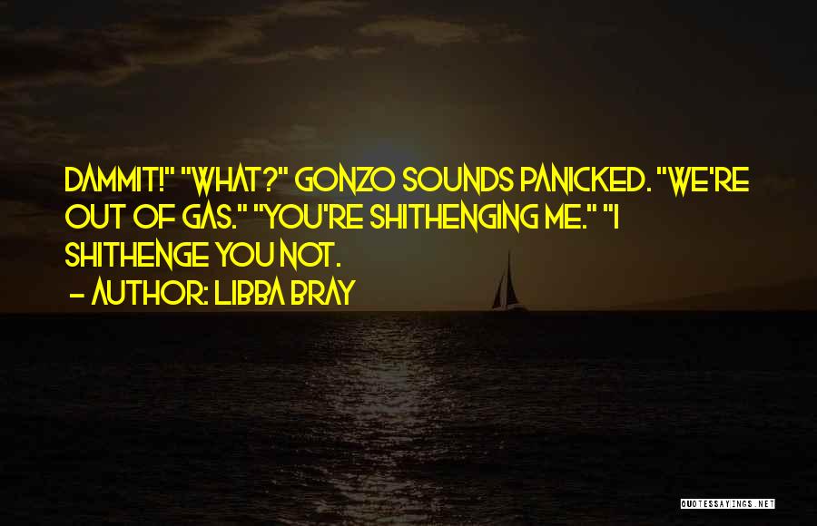 Libba Bray Quotes: Dammit! What? Gonzo Sounds Panicked. We're Out Of Gas. You're Shithenging Me. I Shithenge You Not.