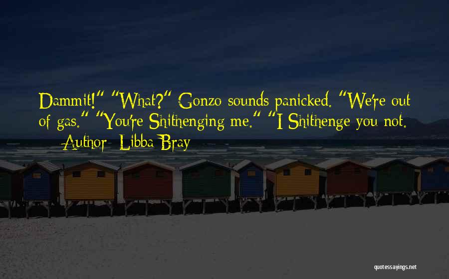 Libba Bray Quotes: Dammit! What? Gonzo Sounds Panicked. We're Out Of Gas. You're Shithenging Me. I Shithenge You Not.