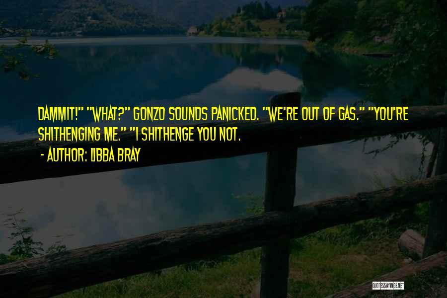 Libba Bray Quotes: Dammit! What? Gonzo Sounds Panicked. We're Out Of Gas. You're Shithenging Me. I Shithenge You Not.