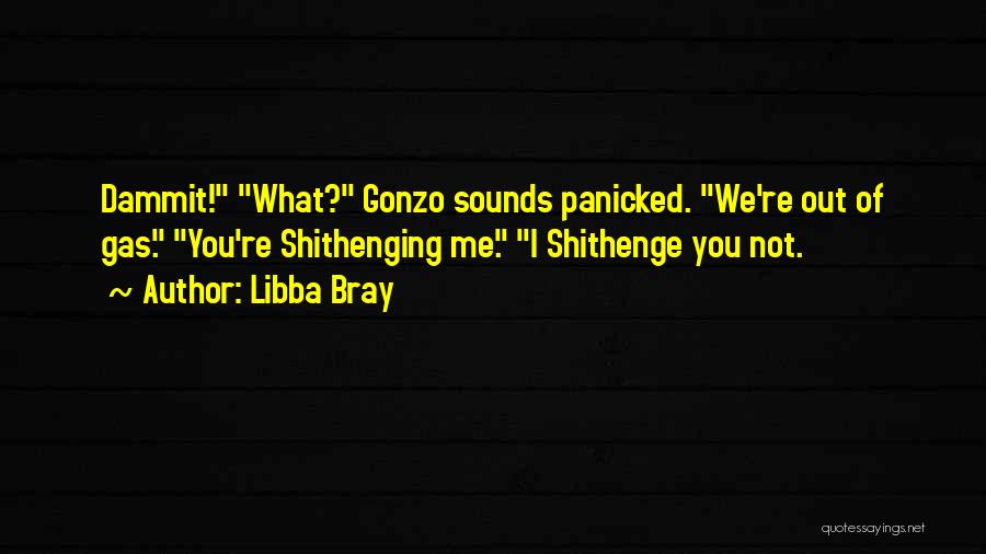 Libba Bray Quotes: Dammit! What? Gonzo Sounds Panicked. We're Out Of Gas. You're Shithenging Me. I Shithenge You Not.