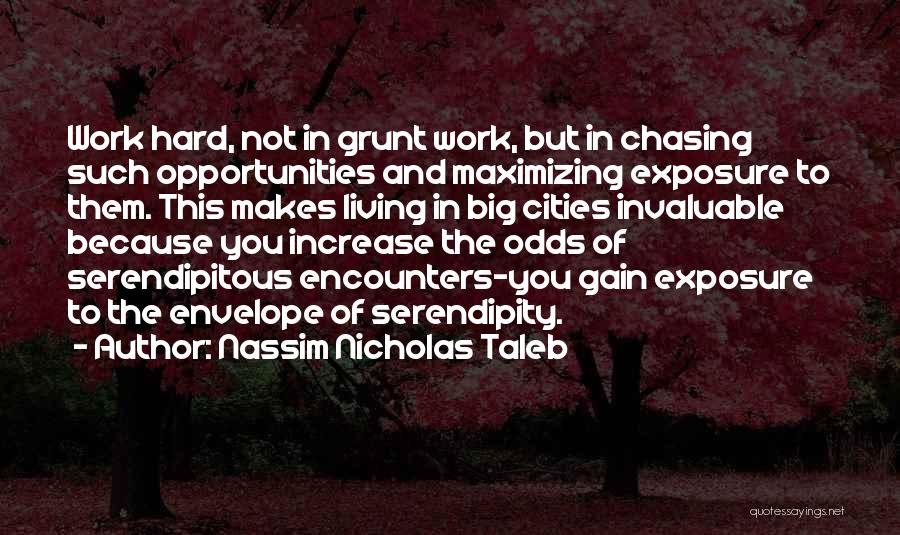 Nassim Nicholas Taleb Quotes: Work Hard, Not In Grunt Work, But In Chasing Such Opportunities And Maximizing Exposure To Them. This Makes Living In