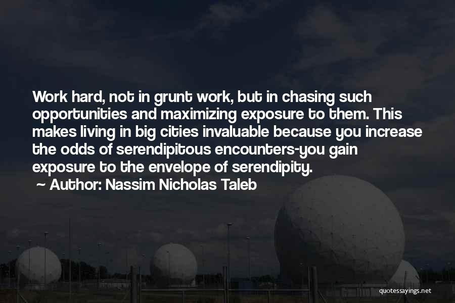 Nassim Nicholas Taleb Quotes: Work Hard, Not In Grunt Work, But In Chasing Such Opportunities And Maximizing Exposure To Them. This Makes Living In