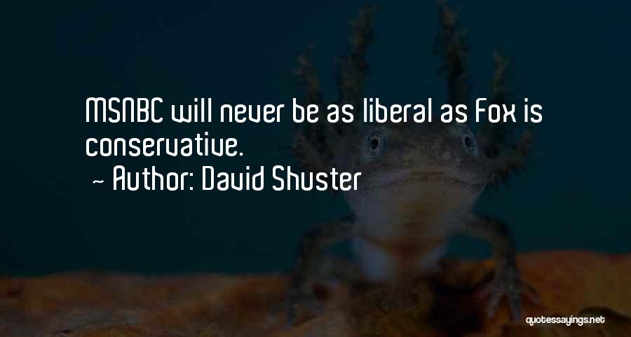 David Shuster Quotes: Msnbc Will Never Be As Liberal As Fox Is Conservative.