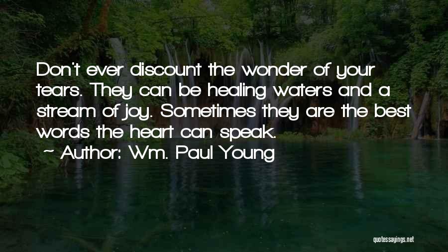 Wm. Paul Young Quotes: Don't Ever Discount The Wonder Of Your Tears. They Can Be Healing Waters And A Stream Of Joy. Sometimes They