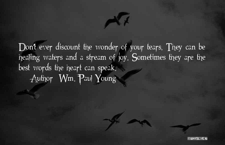 Wm. Paul Young Quotes: Don't Ever Discount The Wonder Of Your Tears. They Can Be Healing Waters And A Stream Of Joy. Sometimes They