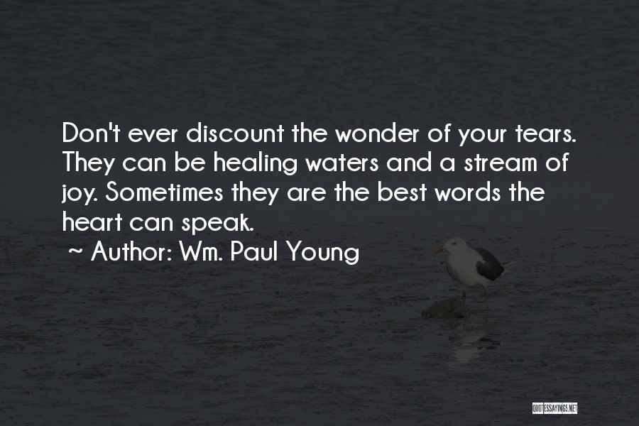 Wm. Paul Young Quotes: Don't Ever Discount The Wonder Of Your Tears. They Can Be Healing Waters And A Stream Of Joy. Sometimes They