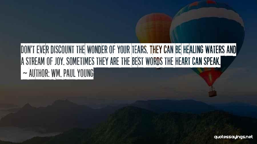 Wm. Paul Young Quotes: Don't Ever Discount The Wonder Of Your Tears. They Can Be Healing Waters And A Stream Of Joy. Sometimes They