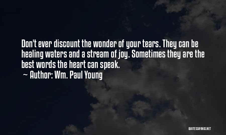 Wm. Paul Young Quotes: Don't Ever Discount The Wonder Of Your Tears. They Can Be Healing Waters And A Stream Of Joy. Sometimes They