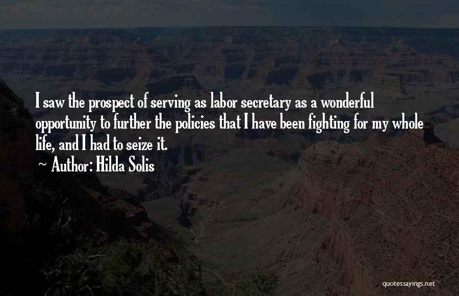 Hilda Solis Quotes: I Saw The Prospect Of Serving As Labor Secretary As A Wonderful Opportunity To Further The Policies That I Have