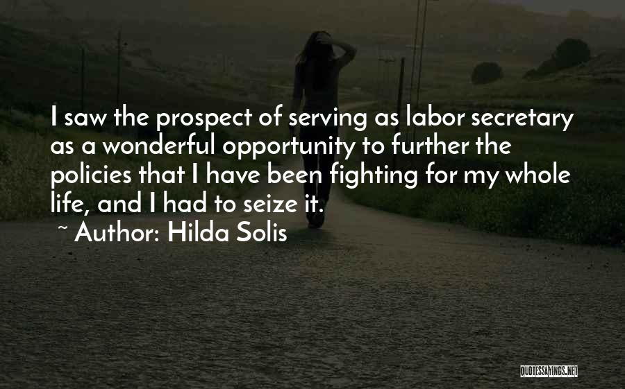 Hilda Solis Quotes: I Saw The Prospect Of Serving As Labor Secretary As A Wonderful Opportunity To Further The Policies That I Have