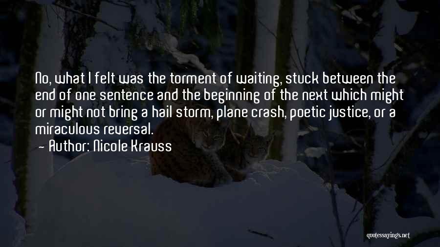 Nicole Krauss Quotes: No, What I Felt Was The Torment Of Waiting, Stuck Between The End Of One Sentence And The Beginning Of