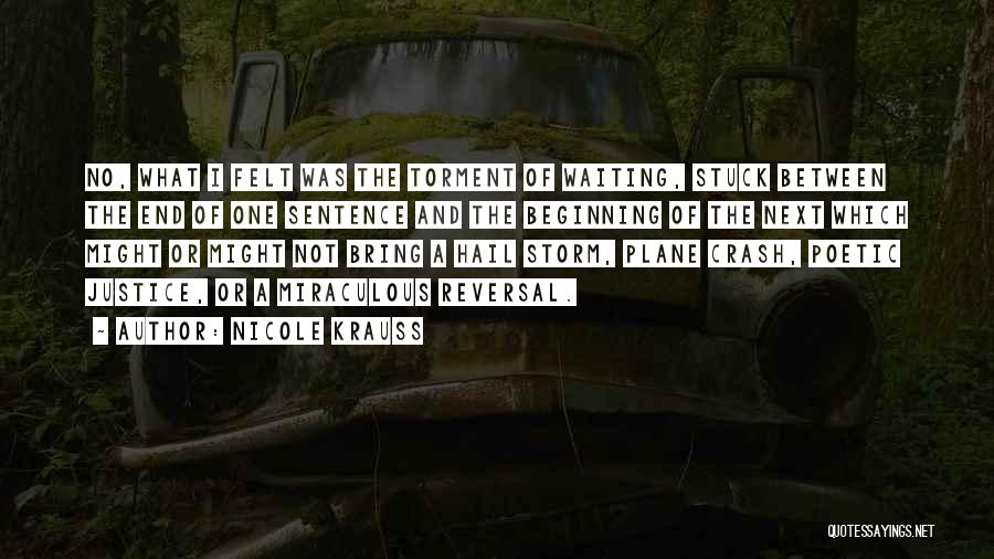 Nicole Krauss Quotes: No, What I Felt Was The Torment Of Waiting, Stuck Between The End Of One Sentence And The Beginning Of