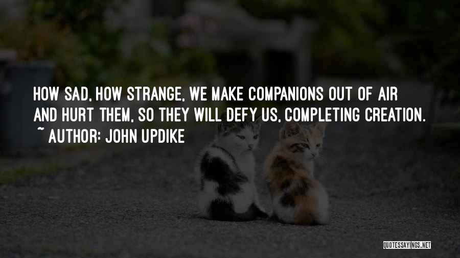 John Updike Quotes: How Sad, How Strange, We Make Companions Out Of Air And Hurt Them, So They Will Defy Us, Completing Creation.