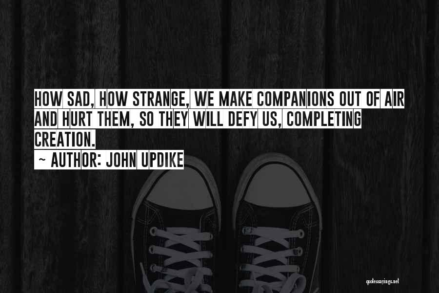 John Updike Quotes: How Sad, How Strange, We Make Companions Out Of Air And Hurt Them, So They Will Defy Us, Completing Creation.