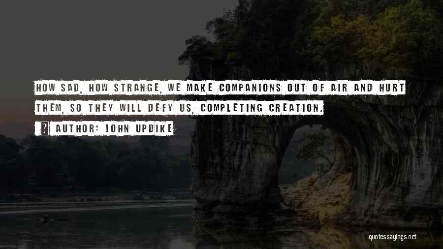 John Updike Quotes: How Sad, How Strange, We Make Companions Out Of Air And Hurt Them, So They Will Defy Us, Completing Creation.