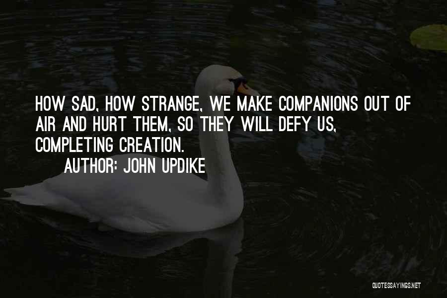 John Updike Quotes: How Sad, How Strange, We Make Companions Out Of Air And Hurt Them, So They Will Defy Us, Completing Creation.