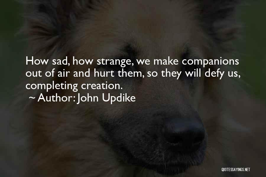 John Updike Quotes: How Sad, How Strange, We Make Companions Out Of Air And Hurt Them, So They Will Defy Us, Completing Creation.