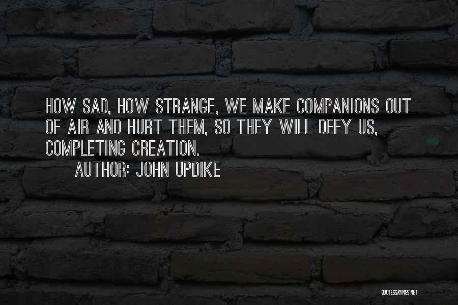 John Updike Quotes: How Sad, How Strange, We Make Companions Out Of Air And Hurt Them, So They Will Defy Us, Completing Creation.