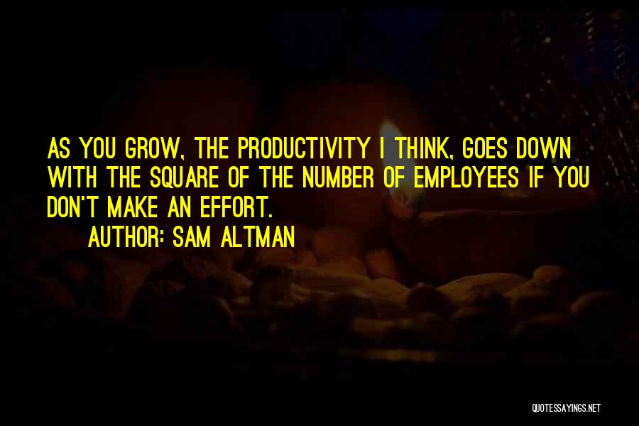 Sam Altman Quotes: As You Grow, The Productivity I Think, Goes Down With The Square Of The Number Of Employees If You Don't