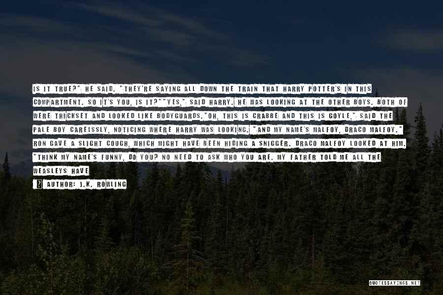 J.K. Rowling Quotes: Is It True? He Said. They're Saying All Down The Train That Harry Potter's In This Compartment. So It's You,