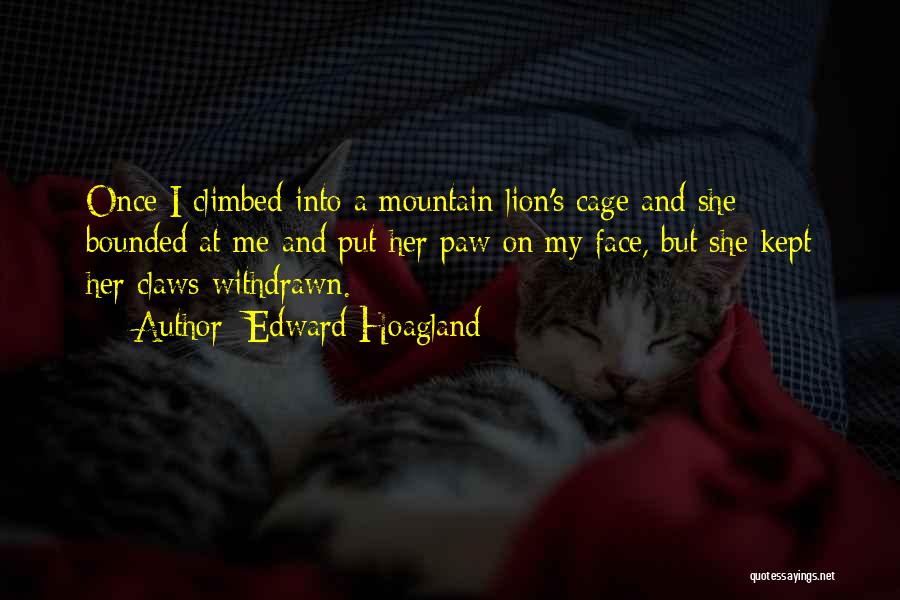 Edward Hoagland Quotes: Once I Climbed Into A Mountain Lion's Cage And She Bounded At Me And Put Her Paw On My Face,
