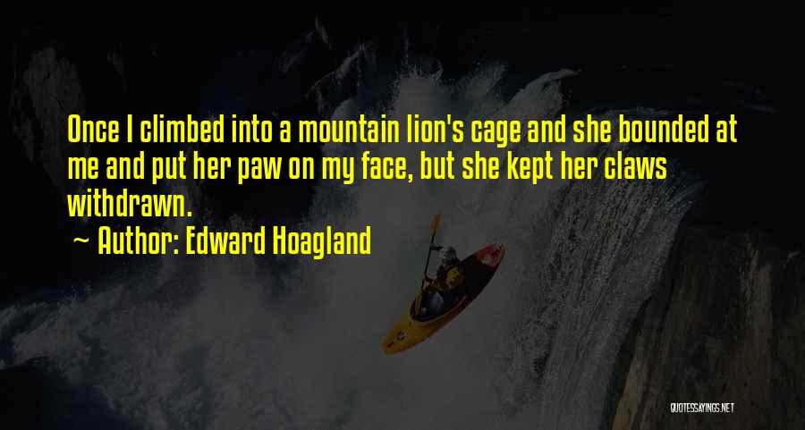 Edward Hoagland Quotes: Once I Climbed Into A Mountain Lion's Cage And She Bounded At Me And Put Her Paw On My Face,
