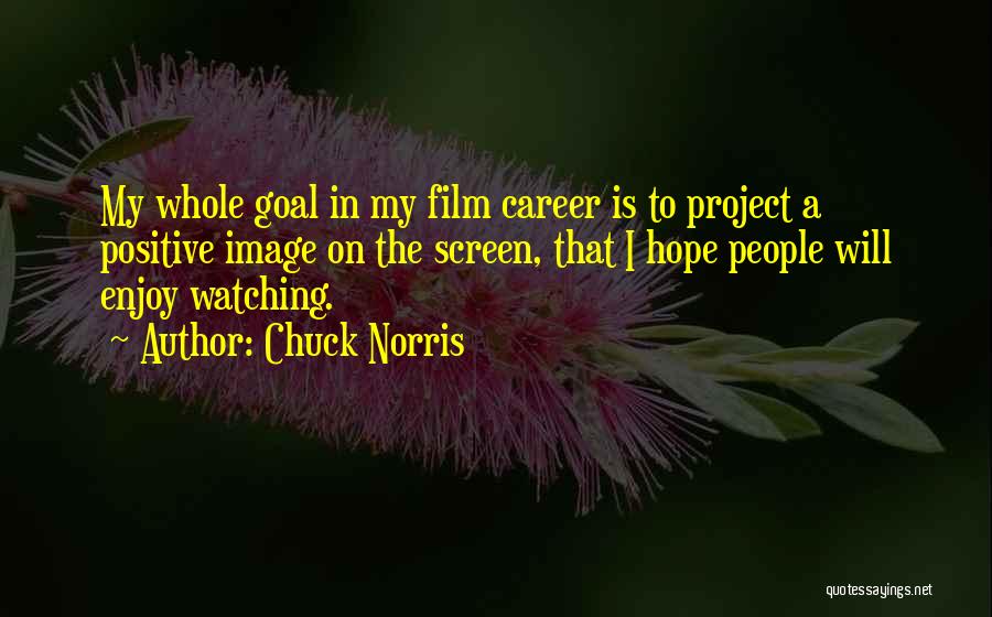 Chuck Norris Quotes: My Whole Goal In My Film Career Is To Project A Positive Image On The Screen, That I Hope People