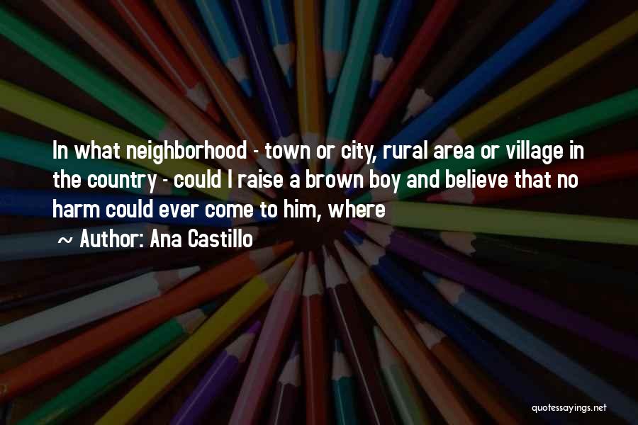 Ana Castillo Quotes: In What Neighborhood - Town Or City, Rural Area Or Village In The Country - Could I Raise A Brown