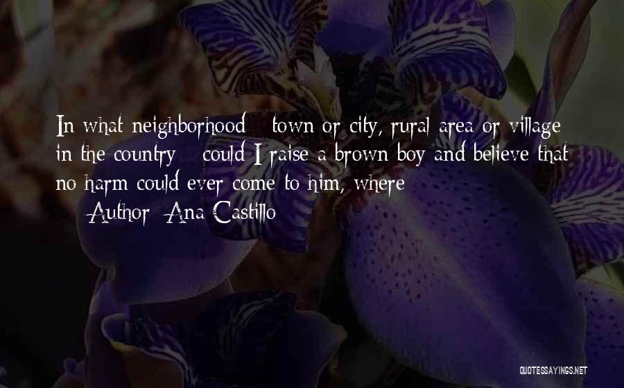 Ana Castillo Quotes: In What Neighborhood - Town Or City, Rural Area Or Village In The Country - Could I Raise A Brown