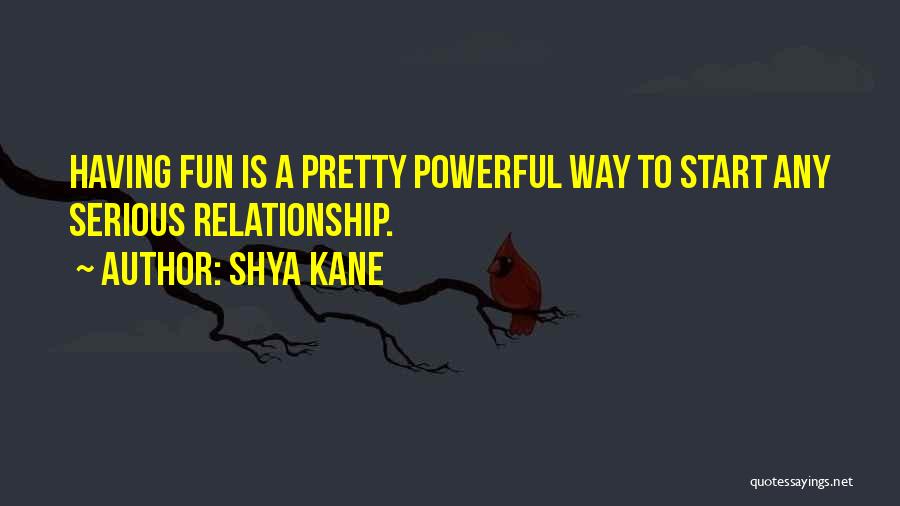 Shya Kane Quotes: Having Fun Is A Pretty Powerful Way To Start Any Serious Relationship.