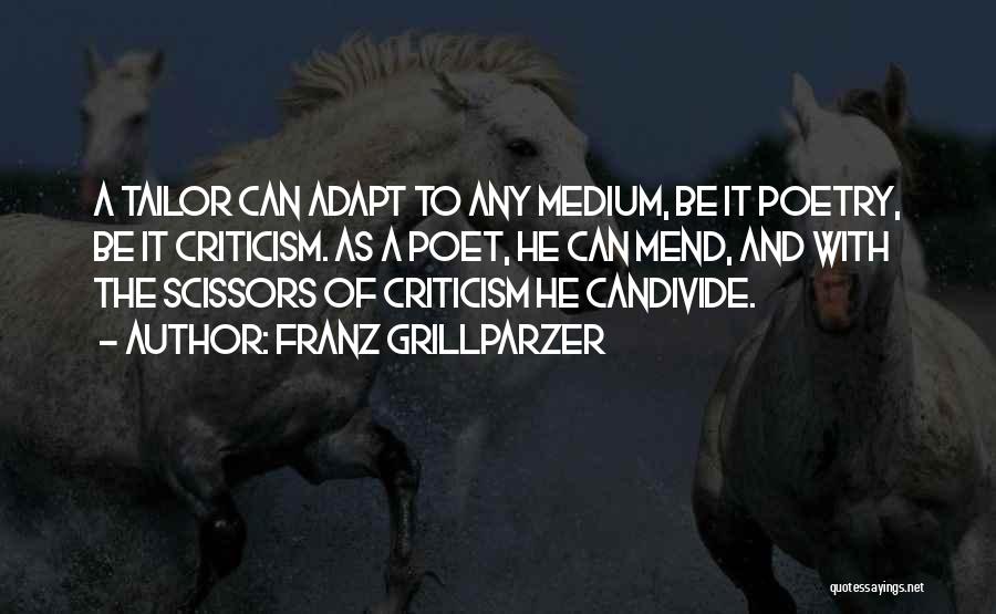 Franz Grillparzer Quotes: A Tailor Can Adapt To Any Medium, Be It Poetry, Be It Criticism. As A Poet, He Can Mend, And