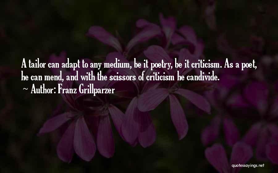 Franz Grillparzer Quotes: A Tailor Can Adapt To Any Medium, Be It Poetry, Be It Criticism. As A Poet, He Can Mend, And