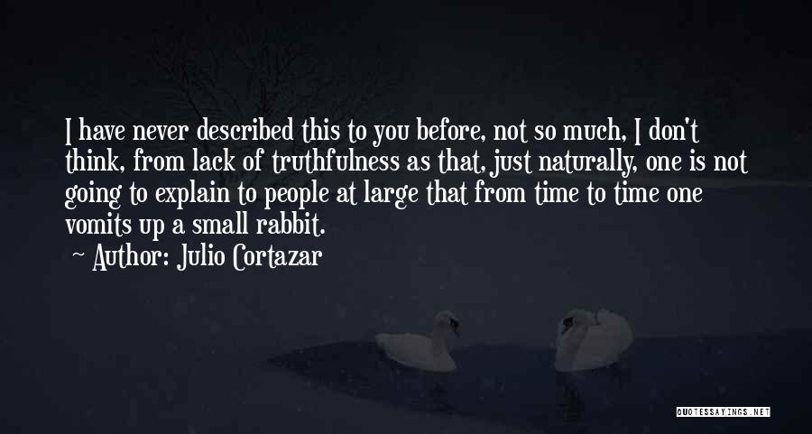 Julio Cortazar Quotes: I Have Never Described This To You Before, Not So Much, I Don't Think, From Lack Of Truthfulness As That,