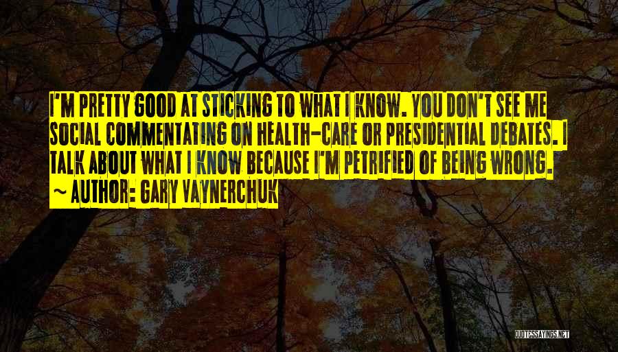 Gary Vaynerchuk Quotes: I'm Pretty Good At Sticking To What I Know. You Don't See Me Social Commentating On Health-care Or Presidential Debates.