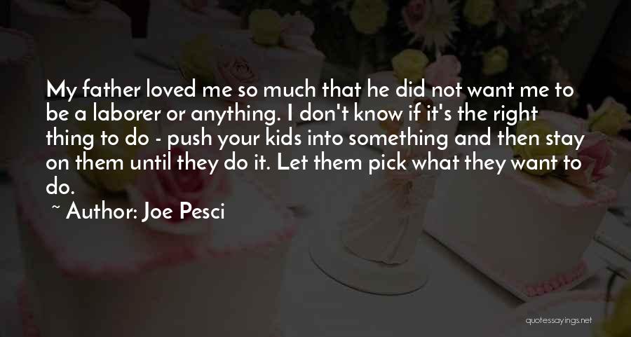 Joe Pesci Quotes: My Father Loved Me So Much That He Did Not Want Me To Be A Laborer Or Anything. I Don't