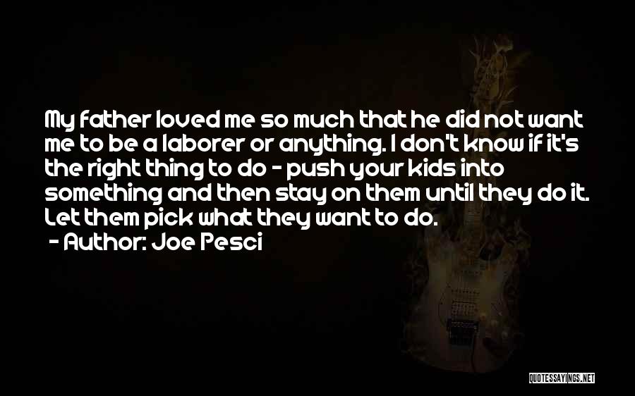 Joe Pesci Quotes: My Father Loved Me So Much That He Did Not Want Me To Be A Laborer Or Anything. I Don't