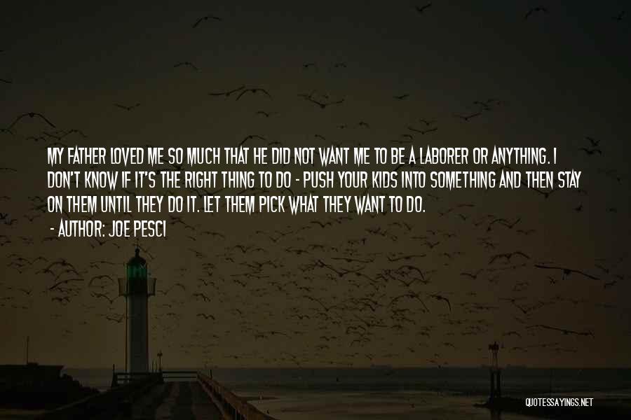 Joe Pesci Quotes: My Father Loved Me So Much That He Did Not Want Me To Be A Laborer Or Anything. I Don't