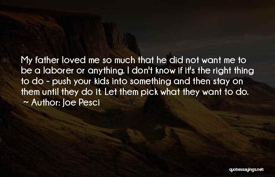 Joe Pesci Quotes: My Father Loved Me So Much That He Did Not Want Me To Be A Laborer Or Anything. I Don't