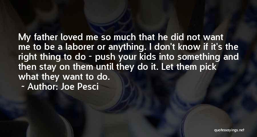 Joe Pesci Quotes: My Father Loved Me So Much That He Did Not Want Me To Be A Laborer Or Anything. I Don't