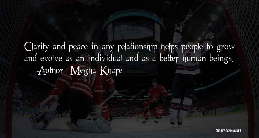 Megha Khare Quotes: Clarity And Peace In Any Relationship Helps People To Grow And Evolve As An Individual And As A Better Human