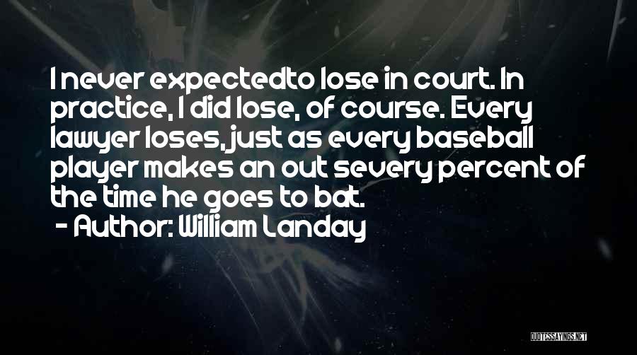 William Landay Quotes: I Never Expectedto Lose In Court. In Practice, I Did Lose, Of Course. Every Lawyer Loses, Just As Every Baseball