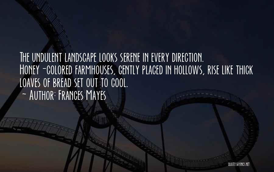 Frances Mayes Quotes: The Undulent Landscape Looks Serene In Every Direction. Honey-colored Farmhouses, Gently Placed In Hollows, Rise Like Thick Loaves Of Bread
