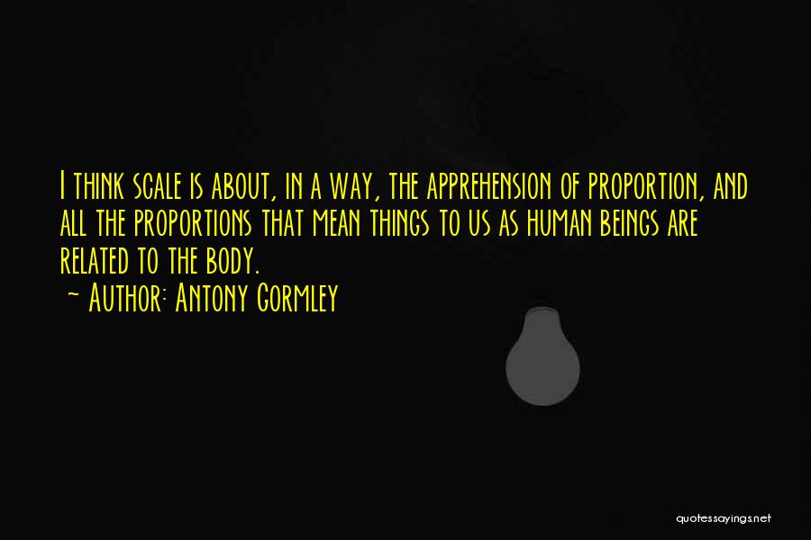 Antony Gormley Quotes: I Think Scale Is About, In A Way, The Apprehension Of Proportion, And All The Proportions That Mean Things To