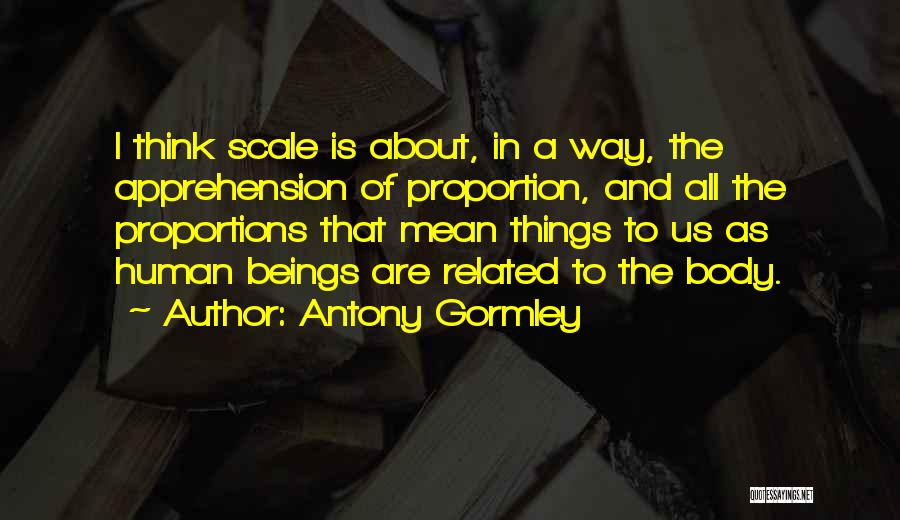 Antony Gormley Quotes: I Think Scale Is About, In A Way, The Apprehension Of Proportion, And All The Proportions That Mean Things To