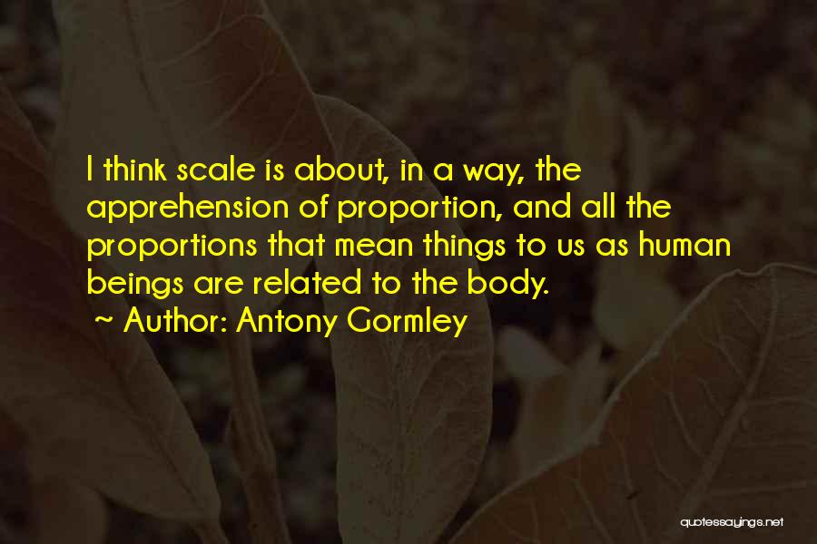 Antony Gormley Quotes: I Think Scale Is About, In A Way, The Apprehension Of Proportion, And All The Proportions That Mean Things To